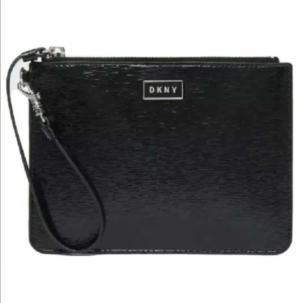 NWT DKNY GIGI Wristlet Black Cross-Hatch